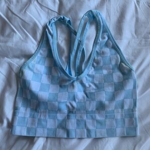Blue Checkered Women's Sports Bra/ Top
